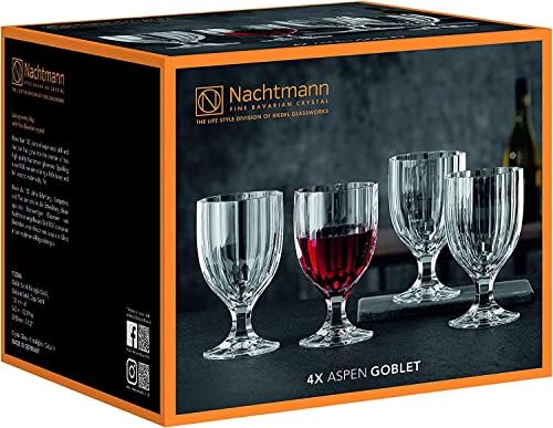 Коллекционный чаша вино Nachtmann Aspen, Комплект от 4 предмети, изработени От кристал, с Капацитет от 12 унции, Може да се мие в миялна машина, Чаши за вино, Кристални чаши за вино върху крака, Чаши за пиене, перлено