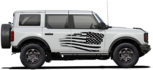 Вратите Графични етикети с флага на САЩ, Етикети, Съвместими с Ford Bronco (Матово черен)