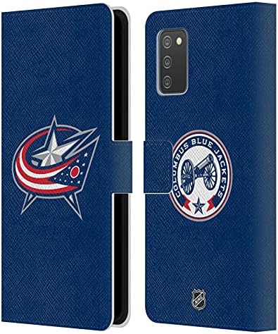 Дизайн на седалките за главата, Официално Лицензиран NHL Plain Columbus Blue Jackets, Кожен Калъф-книжка-джобен формат и е Съвместим с Galaxy A02s / M02s (2021)