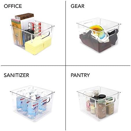 Исаак Jacobs 3 опаковки Средни Прозрачни контейнери за съхранение, с дръжка, Пластмасов Органайзер за дома или хладилника / фризера, килера и кухнята, Комплект нескользящих контейнери, не съдържа BPA, е Безопасен за