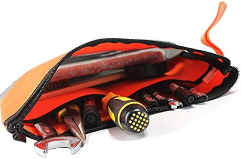 MELOTOUGH 1 ОПАКОВКА Холщовой чанти за инструменти с тежка рамка от метален цип цвят Бял + 2 Многофункционални чанти за инструменти, Малка чанта за инструменти, с Оранжев цип + сив цвят