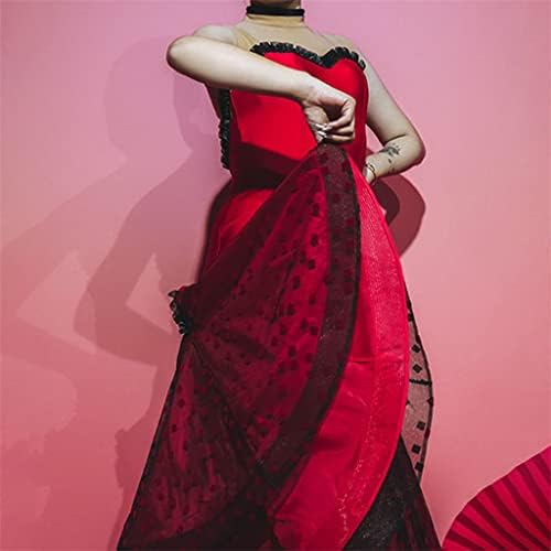 ZLXDP Секси рокля за латино танци с открити рамене, Женски костюм за изяви, Валс, Танго, Фокстрот, латинска америка Танцови облекла (Цвят: D, Размер: Код L)