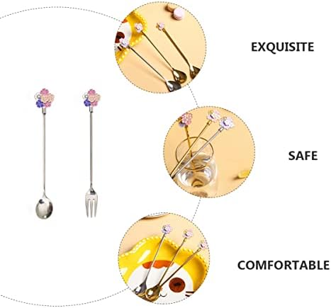 PRETYZOOM Десертни Лъжици 2 елемента За Смесване От Неръждаема Стомана Вечерни Подаръци За Еспресо Салата Цветя Супени Лъжици Плодов Десерт Стомана Сладолед Метална Мезе За Крема Домашен Бар Прибори За Разбъркване на