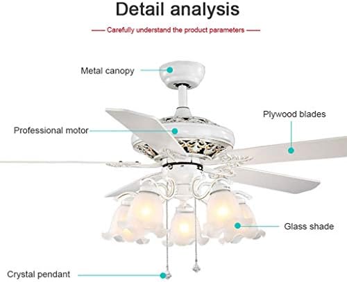 Безшумен вентилатор на тавана Светлина Ретро Бели led Светлини Полилей Вентилатор Минималистичная Хол, Спалня, Трапезария и Великолепна Полилей Вентилатор Светлини спестяване на Енергия (Размер: 52 инча)