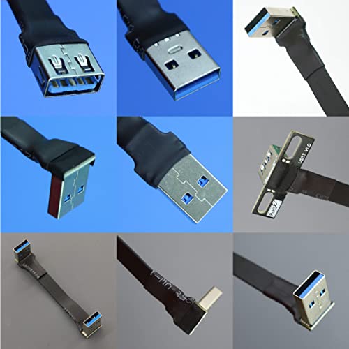 Удлинительный лентов кабел ADT-Link USB 3.0 Type тип A A за свързване към USB A Female сгънати на 90 FPV Тънък Плосък Мек Гъвкав спк стартира строителни (10 см, S1A-S5T)