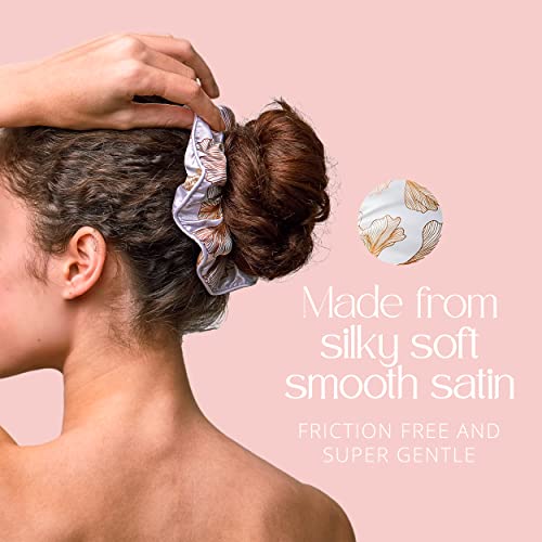 Еластични ленти за коса GRACE & COMPANY Pure Satin Scrunchies - Копринена, Гладка, Без триене, Които завивание, за по-здрава коса - Serafina