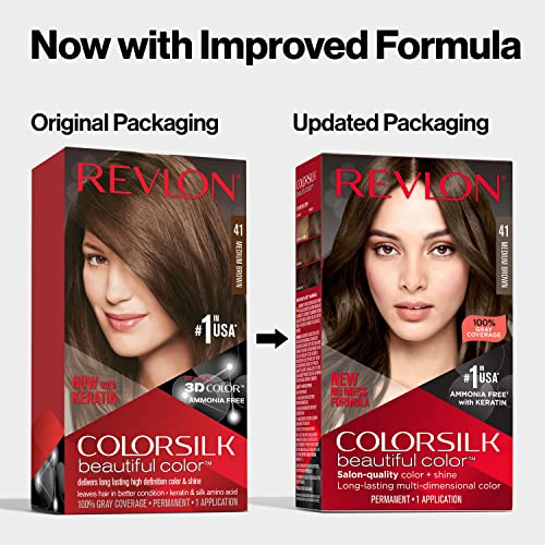 Трайна боя за коса Revlon, Устойчива Червена боя за коса Colorsilk със покритие седины, Без амоняк, кератин и амино киселини, Червени нюанси (опаковка от 3 броя)