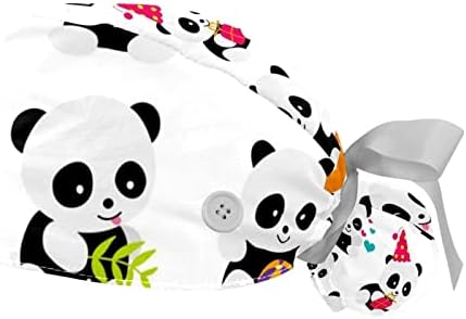 Регулируеми Търкане-Начесы, 2 Опаковки, Работна Шапчица Pandas, Калъф за Коса с Завязкой във формата на Конска Опашка, Мека Шапка Хирургична медицинска Сестра