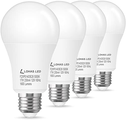 Led лампи LOHAS A19 мощност 150 W в изражение, led лампи с дневна светлина с капацитет 17 W бял цвят капацитет от 5000 К, Енергоспестяващи led лампи с мощност 1600 Лумена (посочени в UL), средна база E26, без регулиране