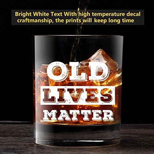 Чаша за уиски ОБЛЕКЧЕТЕ LIFE Old Lives Matter 12 унции, Каменна Чаша Ценна Дървена кутия, Забавен Подарък за рожден Ден или да се Пенсионират Дядо, татко, Старецът, Старомодна Чаша за Уиски