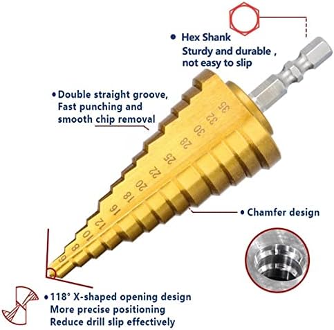 Шаговое тренировка 1 бр 3-13 4-22 6-35 mm Шестограмен опашка от бързорежеща стомана P6M5 Метално тренировка пробивни инструменти, 1 бр. Размер: 1бр 6-35 мм)