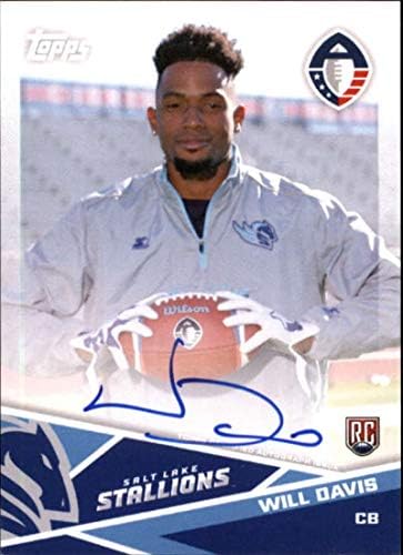 Търговската картичка на футболен клуб Topps Alliance of American Football AAF 2019 Autograph AUTO AU-WD Уил Дейвис Солт Лейк Сталлионз