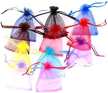 ZIJ 50шт 7x9 cm 9x12 cm, 10x15 cm, 13x18 cm 15x20 см Прозрачни торбички от органза Сватбена Опаковка Кутии с шоколадови бонбони Опаковка луксозни кутии за парти по случай рождения ден (Цвят: синьо размер подарък чанта:
