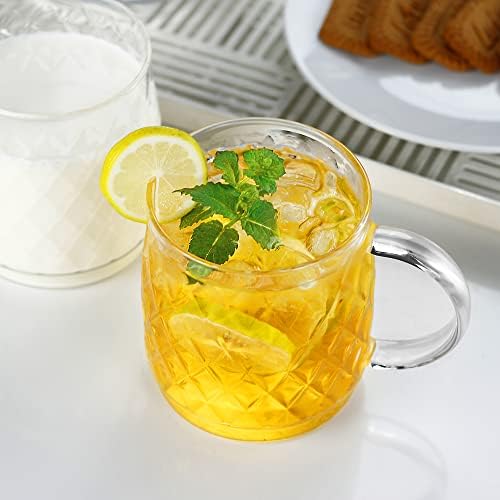 Чаши за кафе LUXU Glass (комплект от 2 броя) -22 унция, Чаши за топли или студени напитки с широко гърло, Чаши за чай и кафе, от съвременния самото стъкло-Голяма купа с удобна дръжка за дома и офиса-Прозрачни