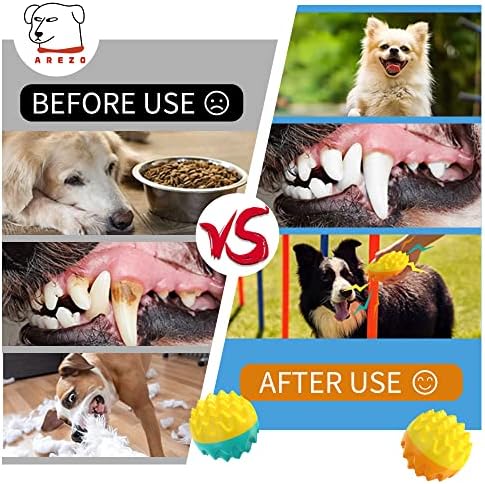 AREZO 3 Опаковки Скрипучих Топки за кучета, Кучешки Топки за малки, Средни и Големи породи, Почистват се Зъбите за здравето на венците, Храни TPR Здрава Надуваема Играчка за Почистване на зъбите, Дрессировочная Играчка