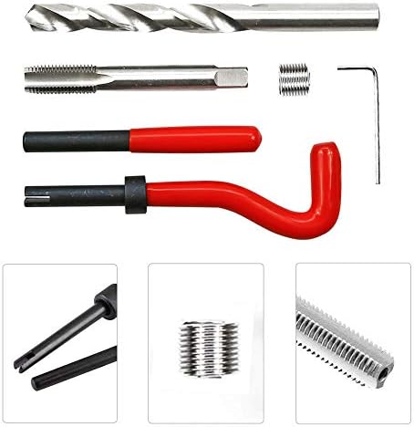 Комплект за ремонт на резби Highking Tool, Комплект вложки за ремонт на резба M12 x 1,0 мм, Съвместим Набор от ръчни инструменти за ремонт на автомобили (M12X1.0)