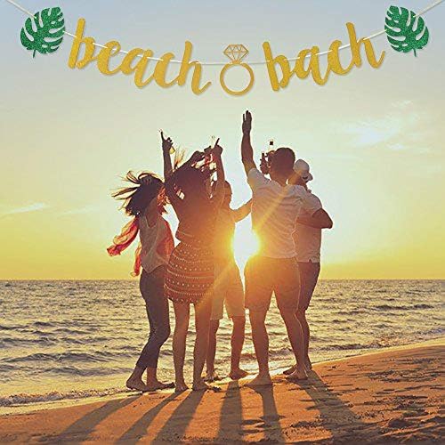 Плажен Банер с Надпис Бах, Гирлянда, Предварително Опъната за Плажен моминско парти, Хавайски Luau, Летни Тропически Украса за парти Бах