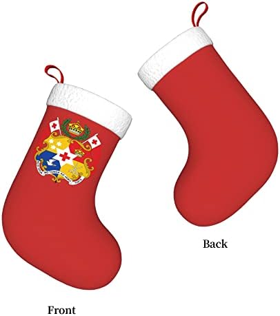 QG ZZX Коледни Чорапи с Бяла Супер Меки Плюшени белезници, Националната Емблема на Тонга, Коледни Чорапи, Коледни Украси, Отглеждане