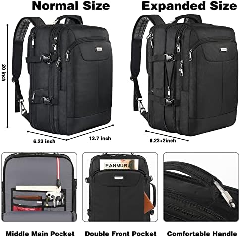 Раница за ръчен багаж JCDOBEST, Много Големи Пътни Раници с обем 50 л, Одобрени авиокомпания TSA, с 3 Упаковочными Кубчета за Жени и мъже, с възможност за зареждане чрез USB, раница за багаж на Нощ, Бизнес Куфар, Раница
