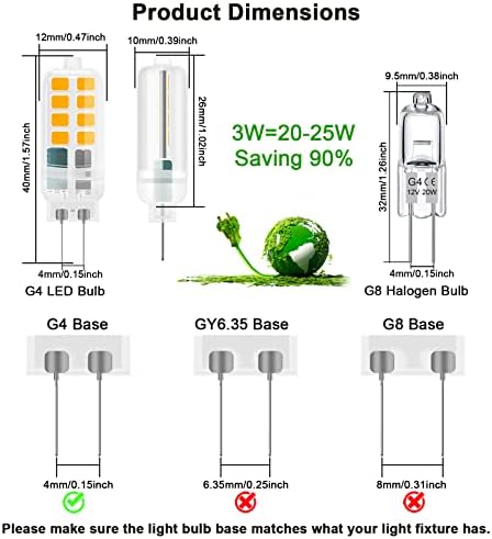 Led лампа VITUNOV G4 12, 3 W T3 JC Тип G4 Двухконтактная лампа, Смяна на халогенна крушка 20 W-25 W, Топло Бяла 3000 До, Без регулиране на яркостта, 10 Бр.