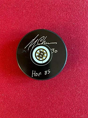 Хокейна шайба Джери Чиверса С автограф (JSA) КОПИТО ИНС (Vintage) Бруинс - за Миене на НХЛ с автограф