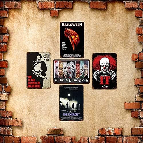 Набор от означения AKBOK Vintage Horror Monster Movie - художествени Стенни декорации за домашно кино - Зловеща Класическа лидице знак от Филм на Ужасите - Пещерата на Човек, Драма, Спалня за момчета, Стая за тийнейджъри