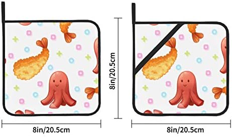 Kawaii Japan Термоковрик за Скаридите Темпура Топлоустойчиви Кухненски Кърпи и Комплекти за Притежателите на Тенджери 2 бр. кухненски ръкавици за Кухни 8 × 8 Инча за готвене и печене