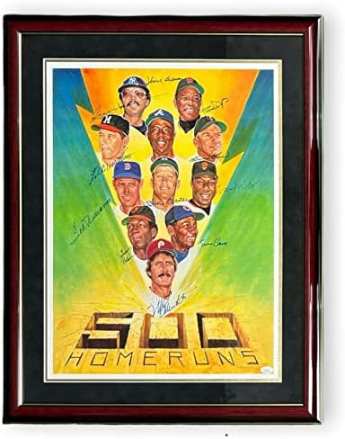 500 Снимки Homerun Клуб с автограф и автограф в рамка с размер 25x31 JSA - Снимки на MLB с автограф