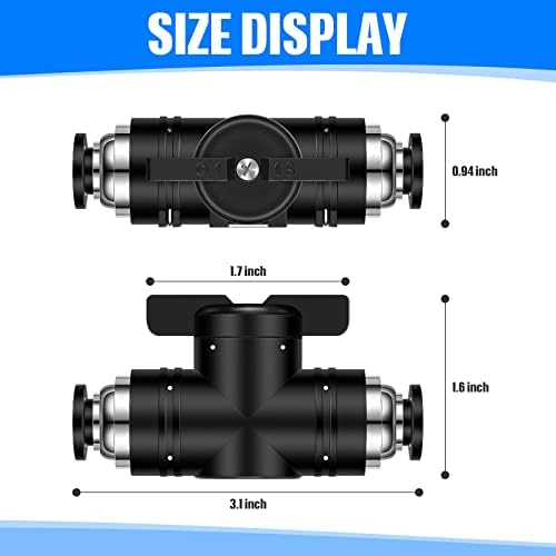 Flutesan 20 БРОЯ Пневматични крана, 1/4 3/8 Нажимные Свързващи Фитинги, Сферичен кран с Клапан за регулиране на въздушния поток, PVC Въздушни Фитинги Пряка връзка Щуцер За въздушен маркуч Фитинги за въздушен маркуч
