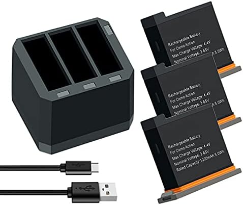 SMTWF 3 бр. Батерии за екшън камери DJI OSMO и 3-Канален Бързо зарядно устройство за екшън камери DJI OSMO