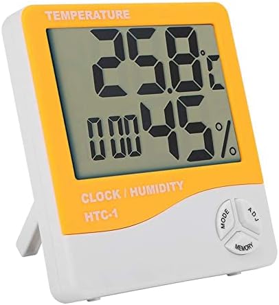 Дигитален Термометър Qiterr, Htc1 LCD Дигитален Термометър-Влагомер, Измерване на температура и Влажност В помещението, Часовници (в Оранжево)