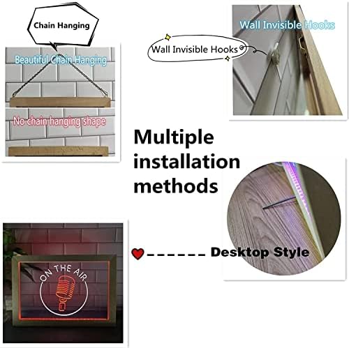 Led Неонова реклама DVTEL Bar, Ночники за художествен декор, USB Акрилни Неонови Лампи с рамка, Настолна Лампа, Стенни Светещ Знак, 42x32 см, Ресторант, Бар, кафе-сладкарница (Цвят: синьо-червено)