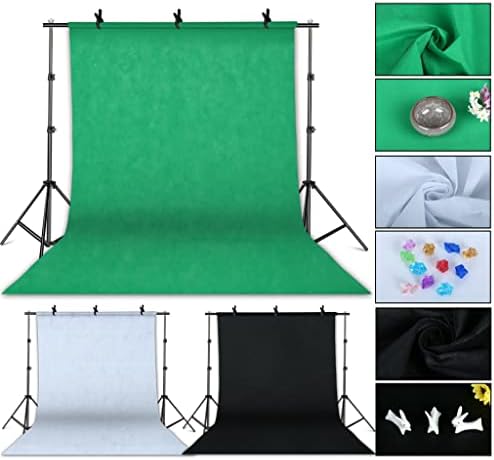 Комплект осветление за Софтбокса за фото студио TJLSS Photography с Фонова рамка с размери 2,6x3 м, 3 бр., Поставка за статив, Отразяваща дъска (Цвят: зелен, Размер: Студиен комплект)