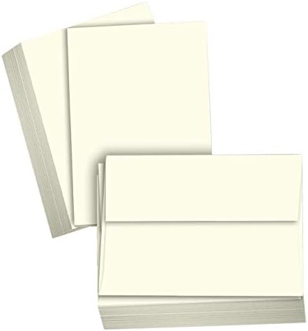 Картон кремав Hamilco - Бланки за бележки и пощенски картички с индекс - Поздравителни покани Стационарни - Плоски размер карти 5 1/2 X 8 1/2 с тегло 80 килограма за принтер (100 опаковки с конвертами)
