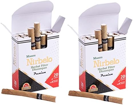 Билкова цигара Nirbelo без тютюн и никотин за отказване от тютюнопушенето и Nature's Alternative 40 цигари - Опаковка от 2 броя Премия Вкус