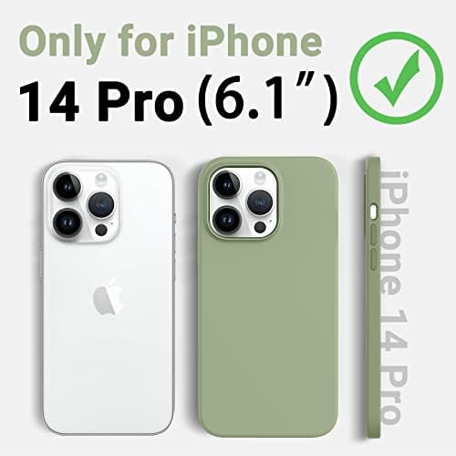 Калъф AOTESIER за iPhone 14 Pro 6,1 инча, [Силиконовата серия Ultra Slim Thin] Мек Течен Силиконов Каучук в пълен размер Защитен калъф-броня за iPhone 14 Pro, Чайно-зелен