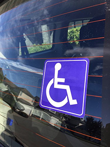 Външна /Вътрешна (4 опаковки) 3,5 Х 3,5 Инвалидна количка с увреждания Символ на Прозорци, Врати, Броня, Стикери - Задната залепващ Винил