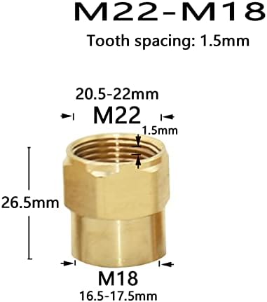 Месинг Резба Съединител M14 M18 M22 Преходна Прикачване Кран Фитинги За Барботера Кухня и Баня, 1 бр. (Цвят: M18 x M22)