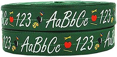 3/8 ABC 123 Back to School Лента в голям рубчик, Панделки за коса, Украси за Бродерия, САЩ (5 ярда)