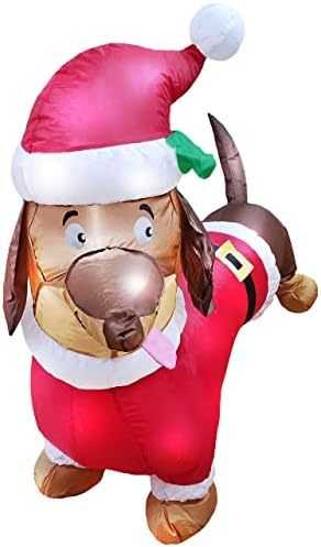 Ahoinsu 5 Фута Осветена Коледна Наденица Надуваеми Играчки за Кучета Украса Смешно Кученце Коледен Въздушен Взрив Домашен Двор, Градина, Закрит и Открит Интериор Подаръци за Деца на Семейство