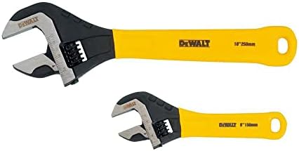 Комплект отвертки с фиксиран стълб на DEWALT (10 бр) (DWHT65201) и DWHT75497 по 2 бр. регулируем гаечен Ключ с Потопяема Дръжка, Жълт