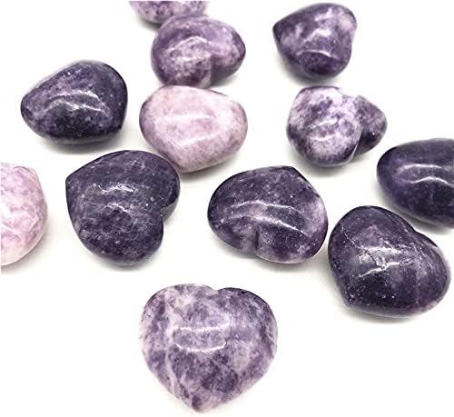 RUITAIQIN СЕ 1 бр. Натурален лилаво Лепидолит във форма на сърце, Кристални Рейки, Лечебен камък САМ Естествени камъни и минерали YLSH0120 (Размер: 1 бр.)