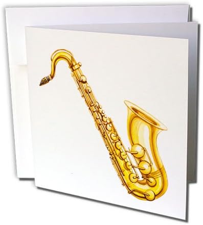 Триизмерна Снимка на музикални инструменти - Саксофон - Поздравителна картичка, 6 x 6, Сингъл (gc_255009_5)