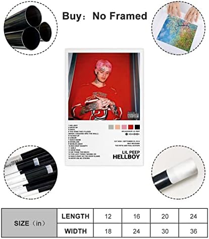 XIUXIN Lil Пийп Hellboy Плакати, Корици на албума Платно Плакат Без рамка: 12x18 инча (30x45 см)