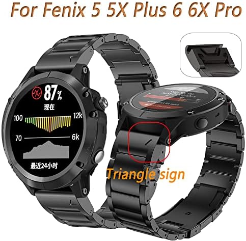 KDEGK 26-22 мм, Сплав Каишка За часовник Съвместим за Fenix 5 5X Plus Fenix 6 6X Pro Forerunner 935 945 быстроразъемный Гривна