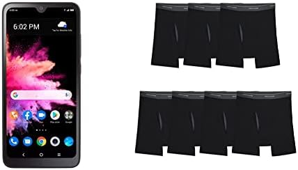 Total by Verizon TCL 30 Z, 32 GB, Черен - Смартфон с предплащане (блокиран) и мъжки слипове-боксерки Coolzone от Fruit of The Стан (различни цветове), 7 опаковки-Черни, малки