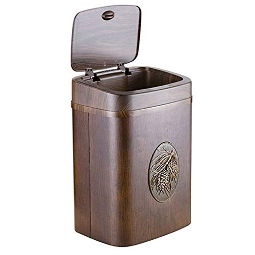 WPYYI Дървена Квадратен кофа за Боклук, Автоматичен Чувствителен кофа за Боклук с Капак, Кухненски Кофата за боклук за Баня, Спални, Офис
