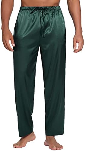 Ekouaer / Мъжки Пижамные панталони от Копринен сатен, Меки и Дълги Панталони за сън, Пижамные панталони за почивка с джобове (S-XXL)
