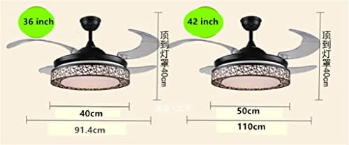 ZLXDP Ретро Вентилатор на Тавана за Спални, Хол, Трапезария, Вентилаторните тела в Съвременния Прост минималистичном стил (Цвят: черен размер: 42 инча)