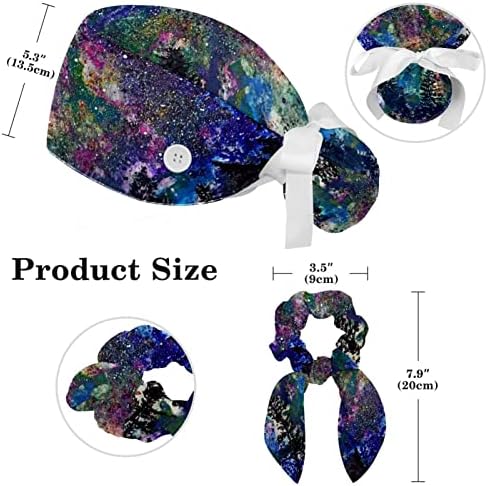 Шапки-Ексфолианти за медицински Сестри за Дълга Коса, Регулируема Работна Шапчица за Риболов с Копчета и Ластик за Коса с Бантиком